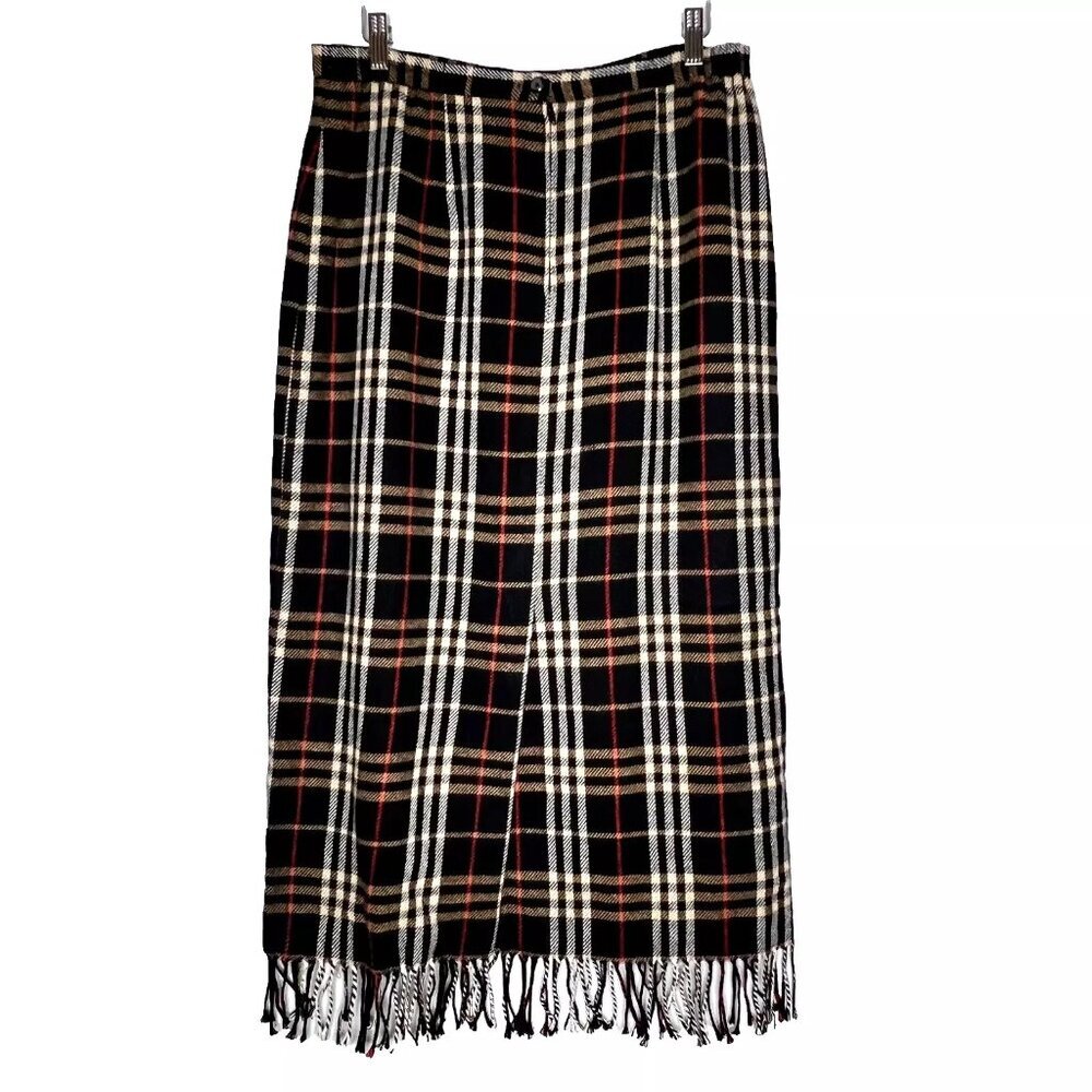 Briggs NY Pencil Skirt 14 Vtg Plaid Tassel Wool Tartan Office Christmas Party - Picture 5 of 9